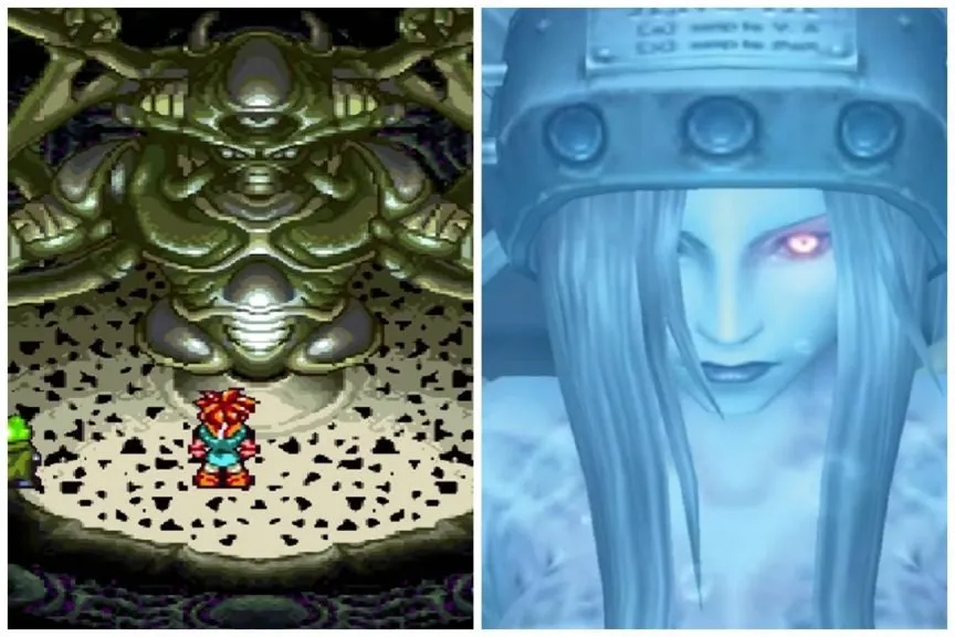 Jenova, an alien entity from Final Fantasy VII and Lavos, an enemy from Chrono Trigger.