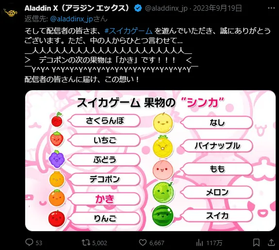 SNSで、みかんではなく柿だと訴える、公式Ｘアカウント。