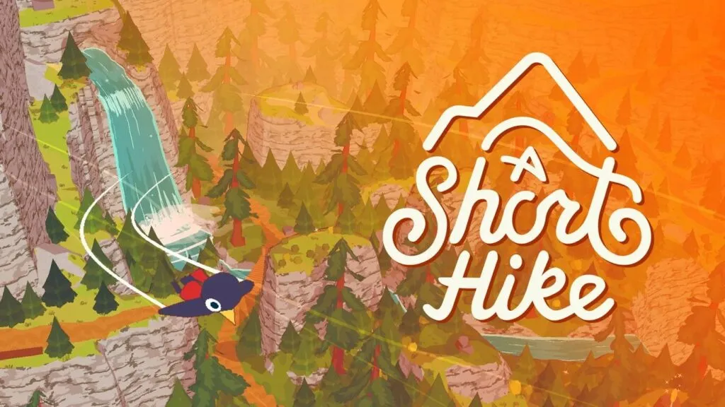 『A Short Hike』のタイトルと、鳥の少女クレアが空を飛んでいる