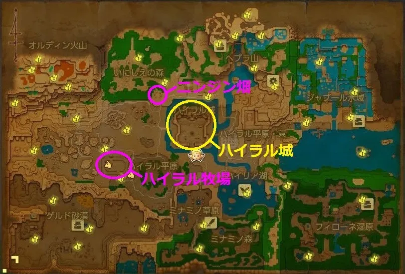 『ゼルダの伝説 知恵のかりもの』ニンジン畑の場所