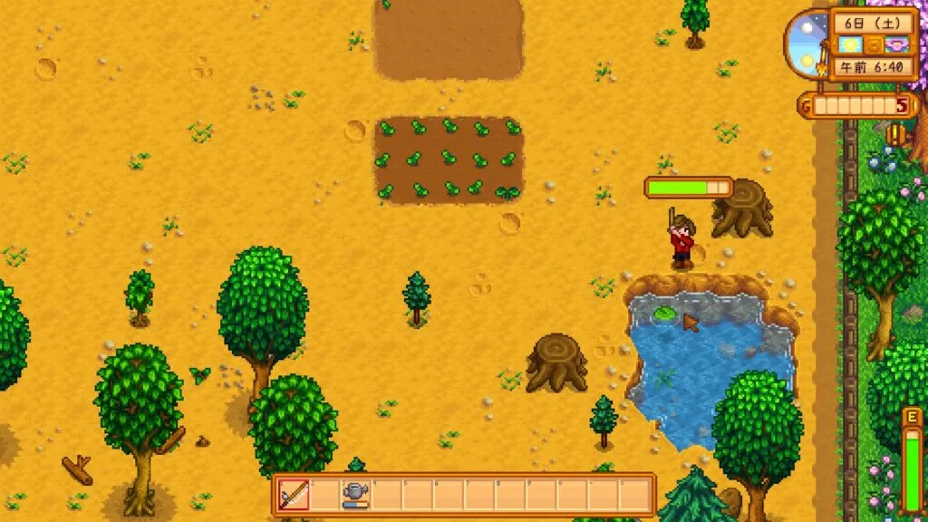 『Stardew Valley』で釣りをする画像