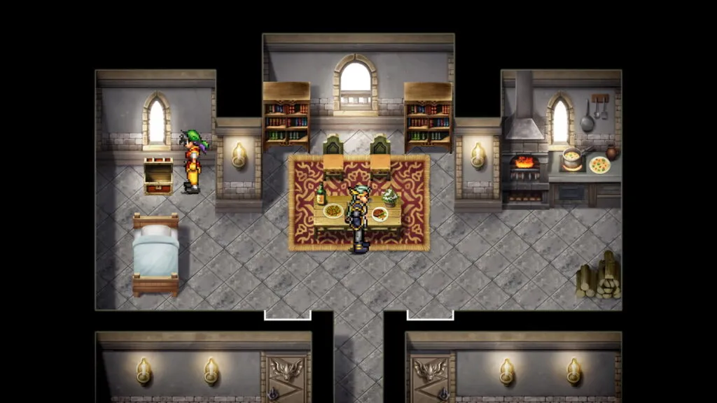 『幻想水滸伝 HDリマスター』のゲーム画面。竜騎士の砦にある窓セットの位置。