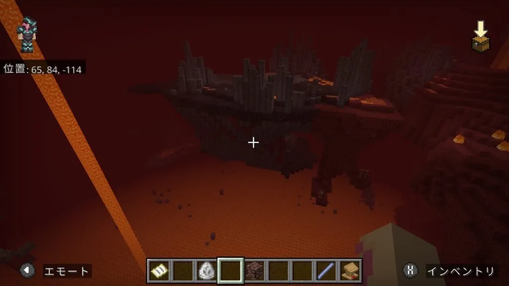 『マイクラ』ネザーにいるプレイヤー。