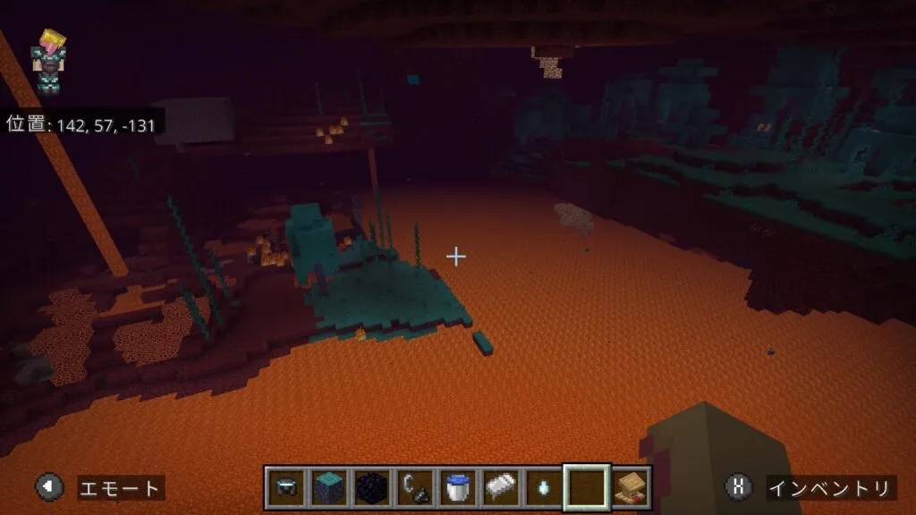 『マイクラ』ネザーにいるプレイヤー。