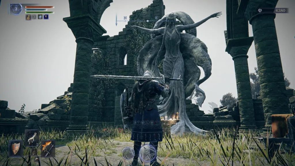 『ELDEN RING NIGHTREIGN』のゲーム画面。教会に立ち寄った場面。