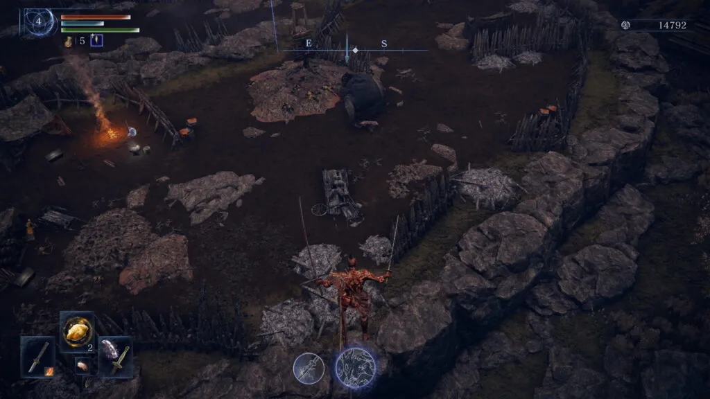 『ELDEN RING NIGHTREIGN』のゲーム画面。高所から落下している場面。