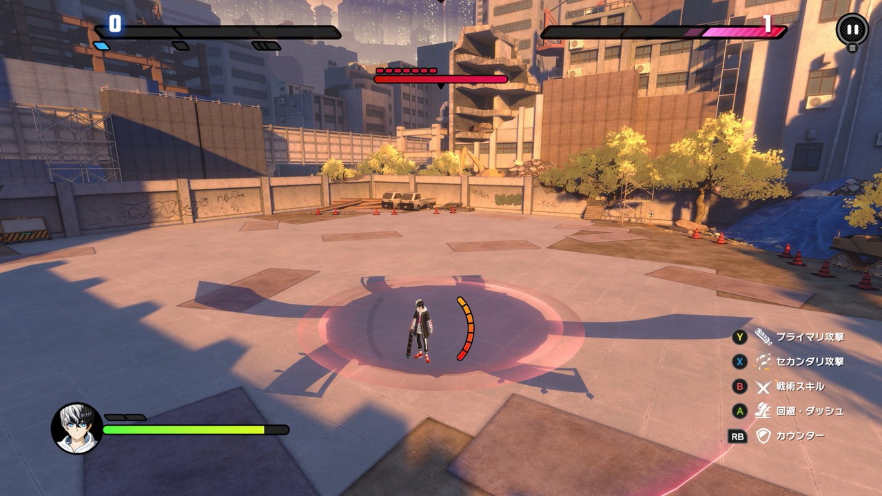 『トライブナイン』のゲーム画面。ダイブ攻撃の前に表示される攻撃範囲。
