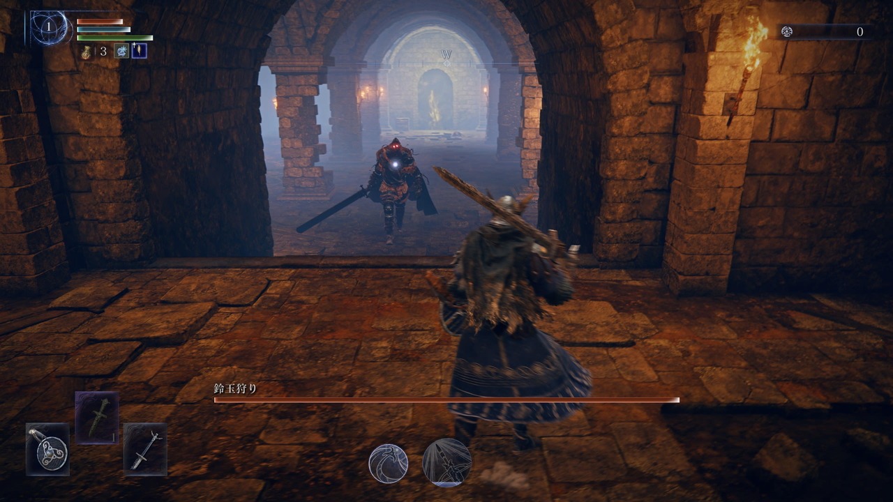 『ELDEN RING NIGHTREIGN』のゲーム画面。砦地下で鈴玉狩りに遭遇した場面。